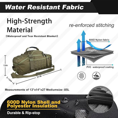 3 In 1 Military Backpack Travel Duffle Bag for Weekender Gym Traveling Workout Deployment