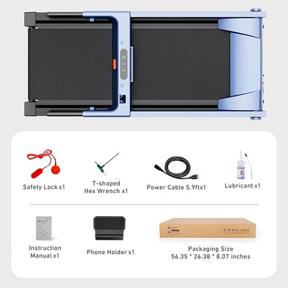 DeerRun Treadmills for Home with Incline and Handles, 3.5 HP Foldable Treadmill 350 LBS Weight Capacity for Small Spaces, Folding Running Machine with Smart APP