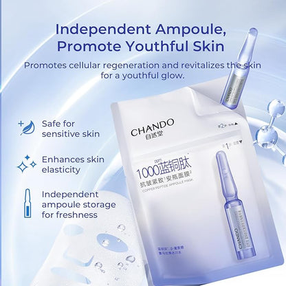 2-Step Copper Peptide Anti-Wrinkle Ampoule Mask (1.5ml+33mlx5PCS) - Powerful Anti-Wrinkle Mask with Copper Peptides for Firming and Smoother Skin