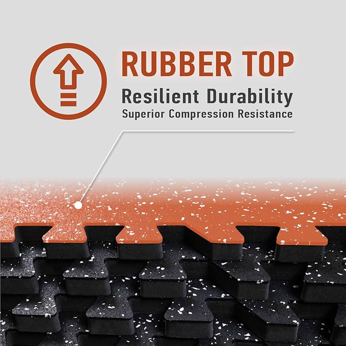 0.56in Thick 24 Sq Ft Exercise Equipment Mats 6 Tiles 24 x 24in