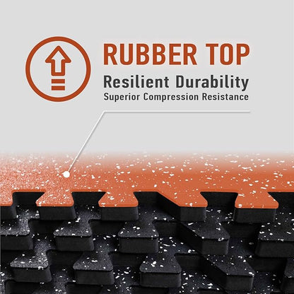 0.56in Thick 24 Sq Ft Exercise Equipment Mats 6 Tiles 24 x 24in