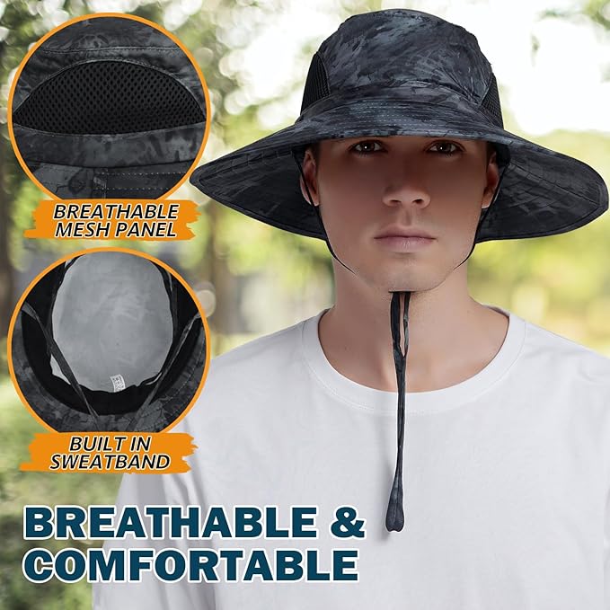 EINSKEY Wide Brim Sun Hat, UPF 50+ UV Protection Waterproof Packable Bucket Hat for Men & Women, Fishing Hiking Beach Garden