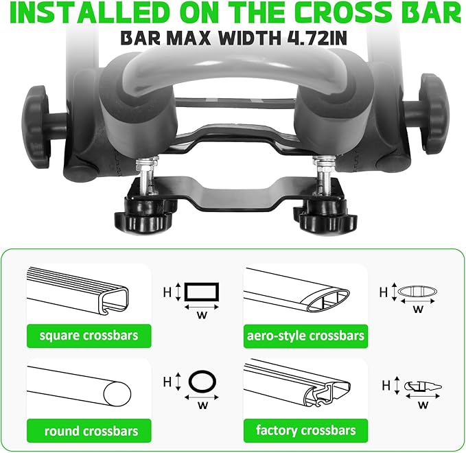 Folding Kayak Roof Rack Premium J-Bar for Canoe Carrier SUP Paddle Surfboard Mount on Car SUV and Truck Crossbar (2 Pairs)