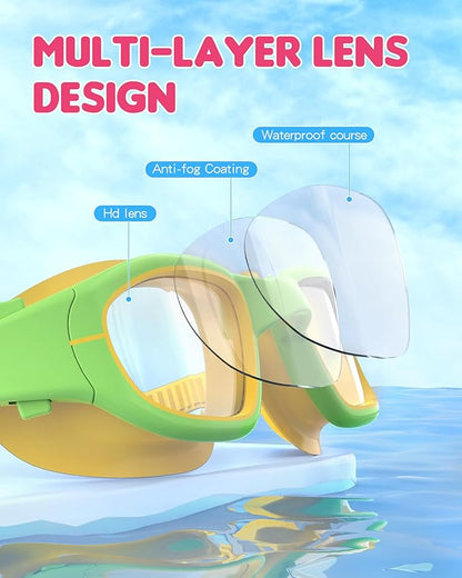 Kids Swim Goggles,Swimming Goggles for Kids 6-14, Anti-Fog UV Protection Pool Glasses for Boys Girls