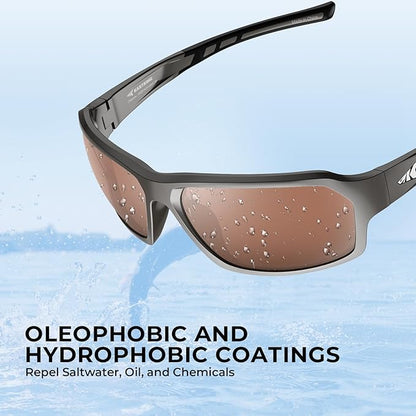 KastKing Chippewa Polarized Fishing Sunglasses, UV400 Protection Full Wrap Frame Sports Cycling Sunglasses, 1.0mm TAC Lenses