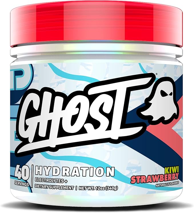 GHOST Hydration, Kiwi Strawberry, 40 Serv, Electrolyte Powder - Drink Mix Supplement with Magnesium, Potassium, Calcium, Vitamin C & Taurine for Energy & Endurance - Vegan, Free of Soy, Sugar & Gluten