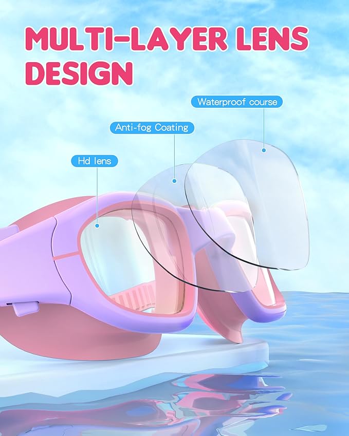 Kids Swim Goggles,Swimming Goggles for Kids 6-14, Anti-Fog UV Protection Pool Glasses for Boys Girls