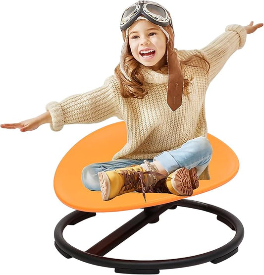 makarci Spinning Chair for Autistic Kids - Kids Sensory Chair, Sit and Spin Toys for Toddlers, Autism Sensory Products for Body Coordination & Balance, Sensory Play (Orange)