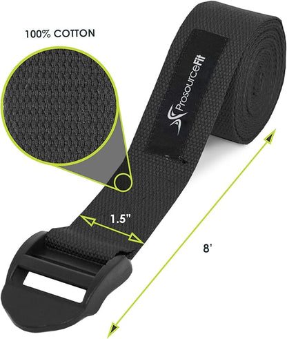 ProsourceFit Durable Cotton Cinch Buckle Yoga Strap for Stretching, Flexibility & Physical Therapy