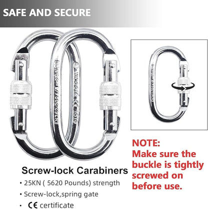 PRIOR FITNESS Yoga Straps Aerial Hammock Accessory Set, 2pcs Daisy Chain + 2pcs Carabiner, Aerial Silk Hardware with Daisy Chain Carabiner for Yoga Swing Pilates