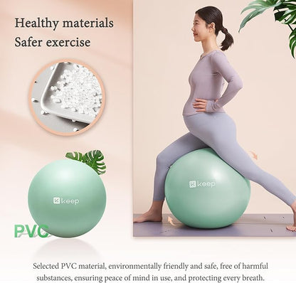 KEEP Pilates Small Exercise Ball Anti-Burst - Thickened Yoga Ball With Pump for Physical Therapy, Fitness, Workout, and Core Strength