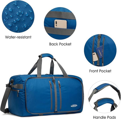 G4Free 40L/65L Foldable Duffel Bag, Water-Repellent Travel Backpack, Lightweight Carry Bag for Overnight Weekender Sports Men Women
