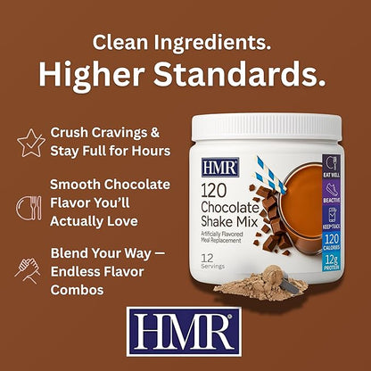 HMR 120 Shake Meal Replacement Powder | Chocolate Shake Mix to Support Healthy Weight Loss | 12g of Protein | Nutritional Drink | Low Calorie Food | 2 Pack (choc/choc), 12 Servings Each