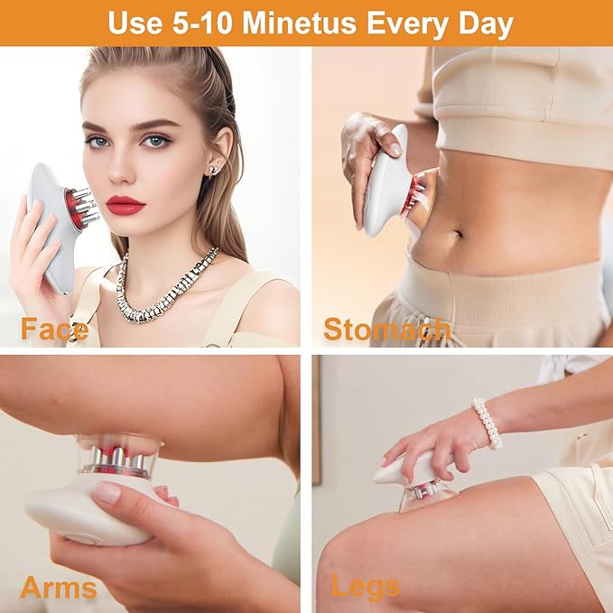 Body Sculpting Machine, Professional Cordless Handheld Massager Electric Cupping Therapy Massager – for Belly, Waist, Arms, Leg, Home Tool for Women (White)