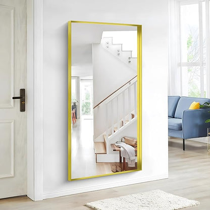 Gold Bathroom Mirror, 30x60 Inch Rectangular Deep Frame Mirror, Large Wall Mounted Bathroom Vanity Mirror Over Sink for Bedroom,Restroom, Living Room, Hangs Vertically or Horizontally