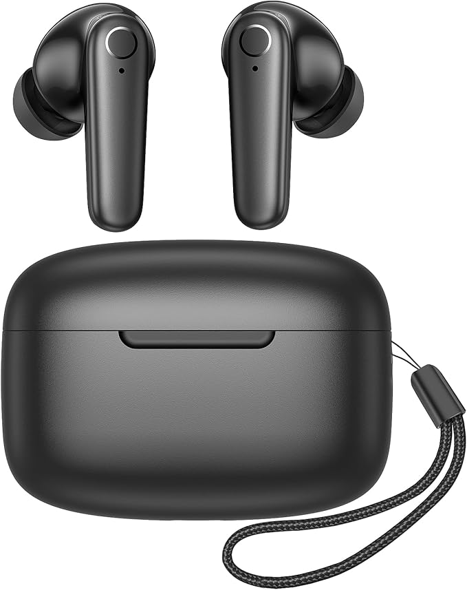 kurdene Wireless Earbuds Bluetooth 5.4 Headphones 60H Playtime Deep Bass Stereo Ear Buds with Mic Comfort Lightweight in Ear Earphones for Workout/Running Charcoal