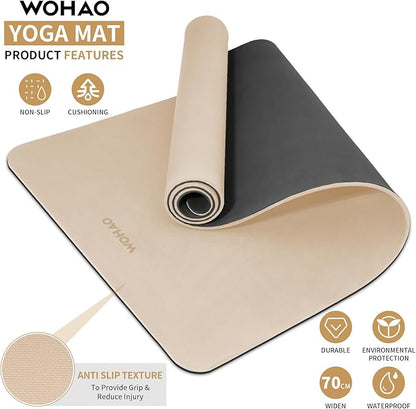 Extra Thick 8mm Yoga Mat, 72"x28" Non Slip Exercise Mat, Reversible 2-Sided Dual Color Premium POE Material, with Carrying Strap for Yoga, Pilates, Home Gym