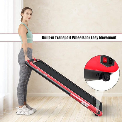GYMAX Walking Pad, 2 in 1 Free Installation Under Desk Treadmill with Smart App, Remote Control & LED Display, 2.25HP Foldable Portable Compact Running Machine for Small Spaces Home Office