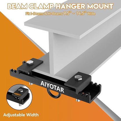 I Beam Clamp Hanger Mount, Heavy Duty Steel Beam Clamp, Heavy Punching Boxing Bag Hanger 5600LB Maximum Bearing Capacity H beam clamp hanger for Boxing Muay Thai MMA Training Gym Swing Trapeze Hammock