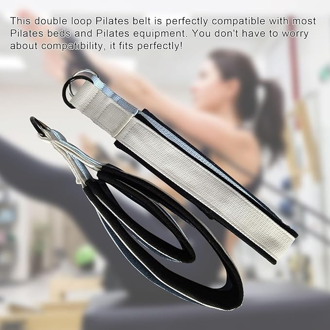 Pilates Double Loop Straps for Reformer, D Ring Straps Handle, Yoga Exercise Straps, 2 PCS