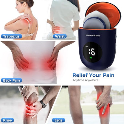 KingPavonini Wireless TENS Unit, Muscle Stimulator for Pain Relief, Portable Rechargable TENS EMS Machine, LED Screen, Remote, Dual Channel 6 Modes 16 Intensity Massager, Charging Case (4 Pads)