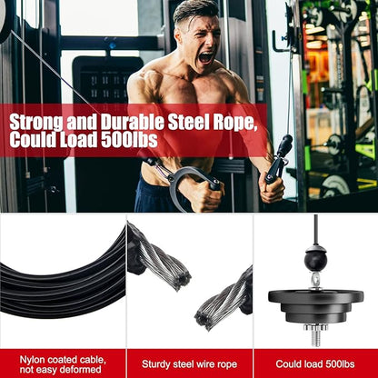 196In Home Gym Replacement Cable, Fix Fitness Pulley Cable with 2 Gravity Ball 5mm Gym Pulley Rope for Exercise Machine