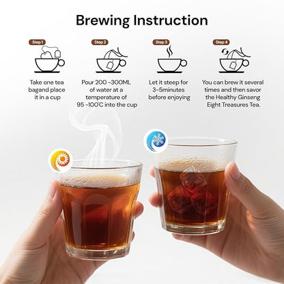 Goji Berries Ginseng Kidney Tea Formula Ginseng Eight Treasure Tea 8 Natural Ingredient Kidney Cleanse Detox & Repair for Women & Men Caffeine-Free 50 Count (Pack of 2）