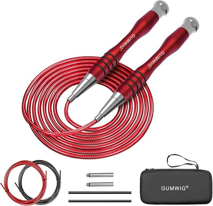 High Speed Jump Rope for Adults Men Women, Double Under Jumping Ropes for Workout Fitness Professional Training Boxing, Weighted Skipping Workout with Tang-free Cable, Stainless Steel Handle with Removable Counterweight Rob