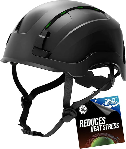 GE Safety Helmet: ANSI Type 2 Class G & E, Advanced Impact Technology, Ultra Comfortable Memory Foam, Heat Stress Reduction, Compatible with Accessories, Adjustable Size OSHA Approved