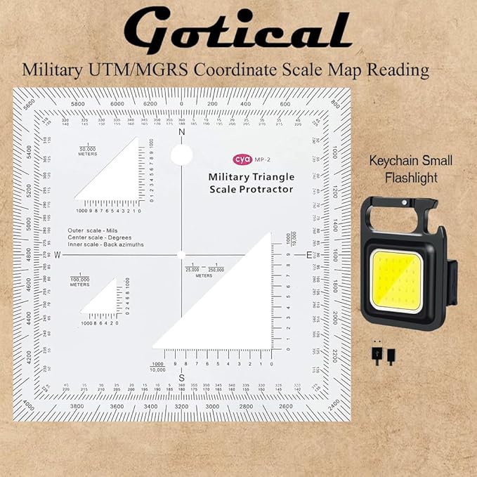 1.2mm Transparent Plastic Military UTM/MGRS Coordinate Scale Map