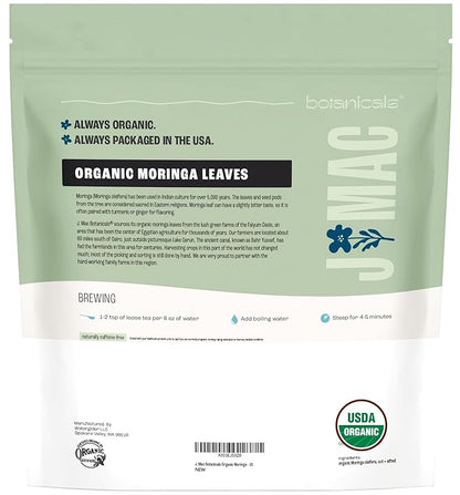 J MAC BOTANICALS Organic Moringa Leaf (16 oz) dried organic leaves from the Egyptian Nile Valley, malunggay leaves fresh