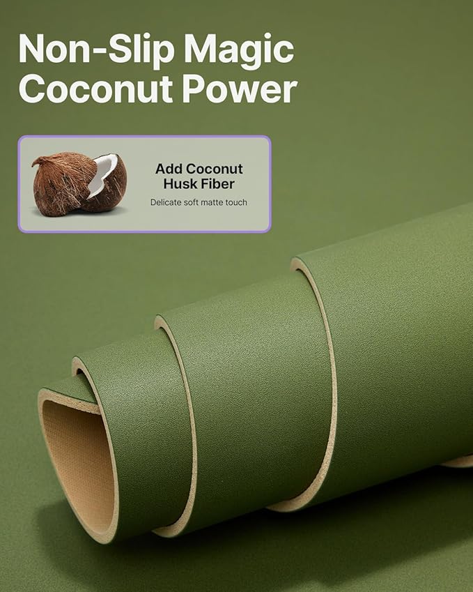 YOTTOY Yoga Mat,Non-Slip Hot Yoga Mat with Anti-Tear Design and Friendly Natural Rubber Mat with Strap and Bag