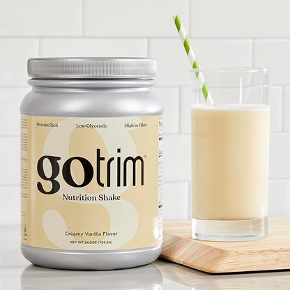 GoTrim Nutrition Shakes - Creamy Vanilla, High Protein, Meal Replacement Shake with 19g Protein & 10g Fiber, Ready to Drink, Gluten-Free, No Added Sugar, 14 Servings