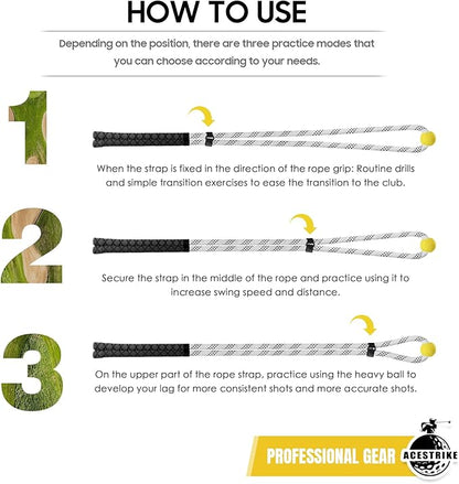 Golf Rope Swing Trainer, Golf Tyro Posture Corrector Professional Golf Training Aid, Master Tempo Golf Warm-Up Practice Equipment with Weighted Ball for Golfers of All Levels