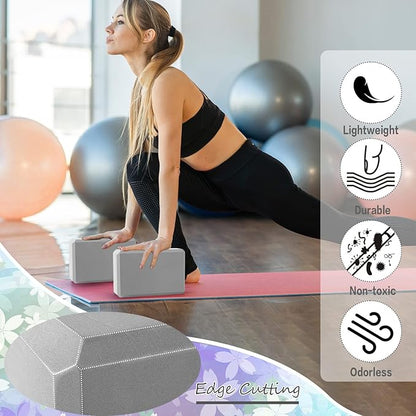 Outus 20 Pcs Yoga Blocks Bulk 9 x 6 x 3 Inch High Density Bricks to Improve Strength Flexibility Balance Soft Non Slip Gymnastic Blocks for Yoga Sports