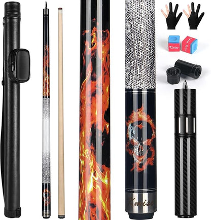 Kmise Professional Pool Cue Stick - 19 20 21oz Canadian Maple Cue Sticks, Low Deflection Shaft with Telescopic Carbon Fiber Extension, Pool Sticks for Aults, Billiard Cue Sticks with Leather Cue Case