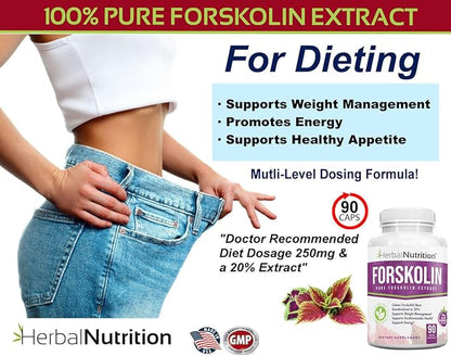 Forskolin for Weight Loss, 250mg-500mg Max Strength Forskolin Two Pack 90 Count Bottles, 20% Extract of Pure Forskolin, Ideal Diet and Athletes Formula!
