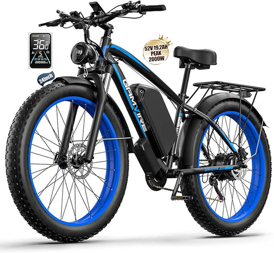 Ebike for Adults Electric, 52V 19.2Ah/32Ah, Peak 2000W/2500W E-Bike, 36/40MPH, 70 Miles/100Miles Long Range, Hydraulic Disc Brake, Off Road Snow Mountain E-Bike, 24"/26" Fat Tire Fast Electric Bicycle