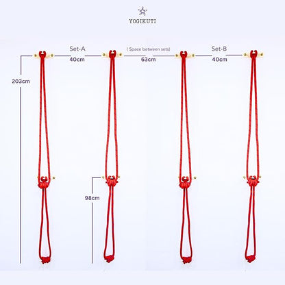 Yogikuti Iyengar Yoga Wall Rope Pair Premium Quality Cotton & Polyester Ropes for Restorative & Anti-Gravity Poses
