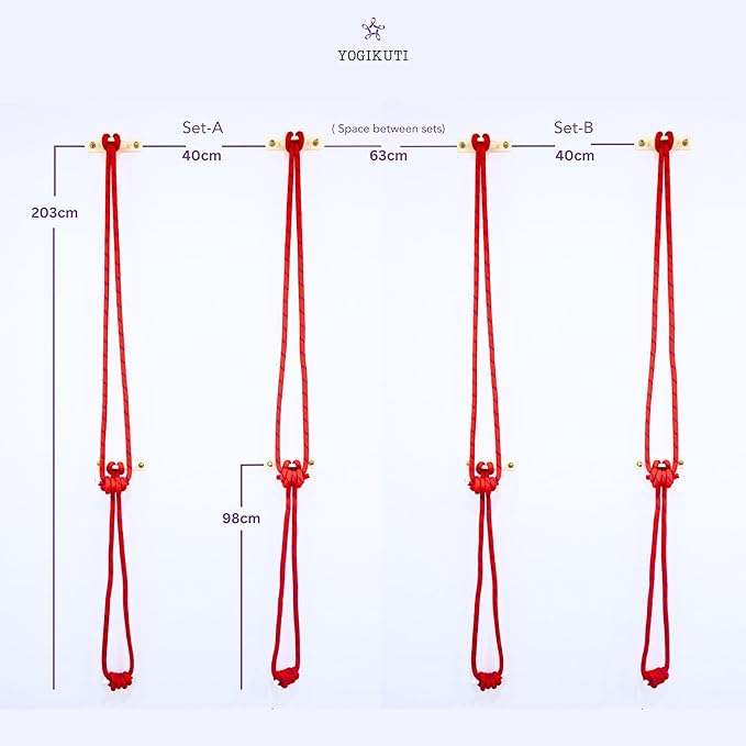 Yogikuti Iyengar Yoga Wall Rope Pair Premium Quality Cotton & Polyester Ropes for Restorative & Anti-Gravity Poses