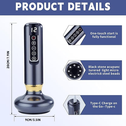 Electric Handheld Cellulite Massager -12 Adjustable Suction Modes for Anti-Cellulites Massage Therapy, Rechargeable Cordless Cellulite Remover Tool for Legs/Belly/Thighs/Arms/Butt(Green)