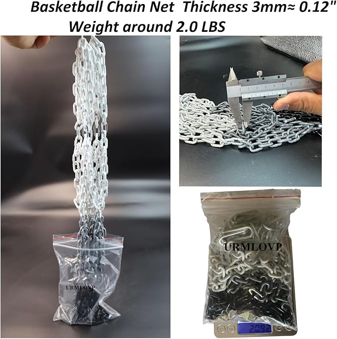 2 LBS Chain Basketball Net Heavy Duty Outdoor 0.12 Inch