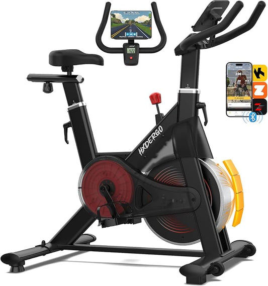 Exercise Bike, Indoor Stationary Bike for Home with Silent Belt Drive, Adjustable Resistance, App Compatible Cycling Bike with LCD Monitor, 330lbs Capacity Workout Bike