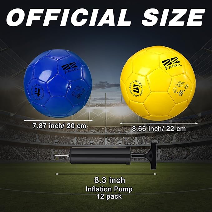 12 Pack Operation Christmas Bulk Items Soccer Ball with Pump Needles, Official Size 3/4/5 Soccer Ball Deflated Gift for Christian Charity Donation Training Practice