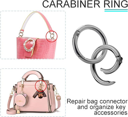 12Pack 1 Inch Spring O Ring Clip Keychain, 4 Colors Round Carabiner Clip Keyrings Snap Hook Buckle for Purse Shoulder Bag Chain Ring Clip Replacement Paracord Keychain Lanyard Leather Repair Hardware