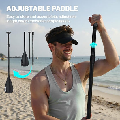 10' Inflatable Stand Up Paddle Board, Ultra-Light Wide Yoga Board for All Skill Levels with Premium SUP Paddleboard Accessories, 84L Waterproof Bag, Non-Slip Comfort Deck for Youth & Adults