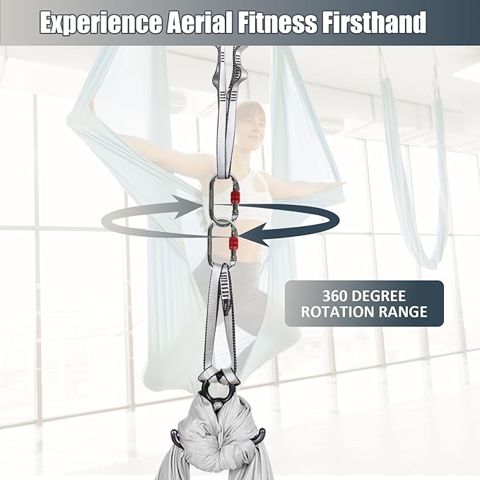 Aerial Silks Kit & Aerial Yoga Hammock - 11Yd Premium Fabric Hardware - Easy Setup for Flying Yoga, Aerial Swing & Fitness - Supports Up to 14ft Rigging