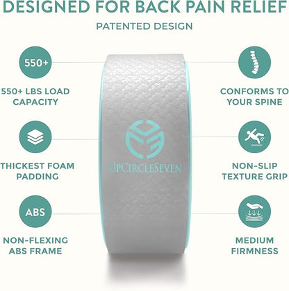UpCircleSeven Back Roller & Yoga Wheel - Relieve Lower & Upper Back Pain & Stiffness - Therapeutically Stretch, Mobilize & Decompress Your Spine - Increase Mobility, Flexibility & Alignment