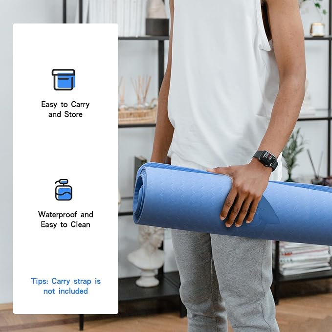 Exercise Equipment Mat for Ab Roller Wheel, Non Slip Abdominal Knee Mat, 6mm Thick Home Gym Floor Pad for Yoga, Pilates, Skipping, 72"L X 24"W X 0.24"Th, TPE