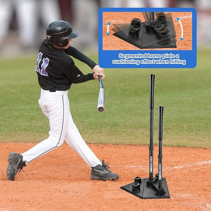 Eastgoing Heavy Duty Baseball and Softball Portable Travel Batting Tee.Adjustable 5-Position Baseball and Softball Batting Tee.Hitting Tee for Any Age Player Baseball